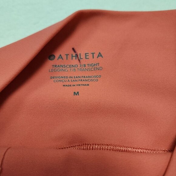 Athleta TRANSCEND 7/8 TIGHT Coral Pink Leggings Medium - Picture 9 of 10